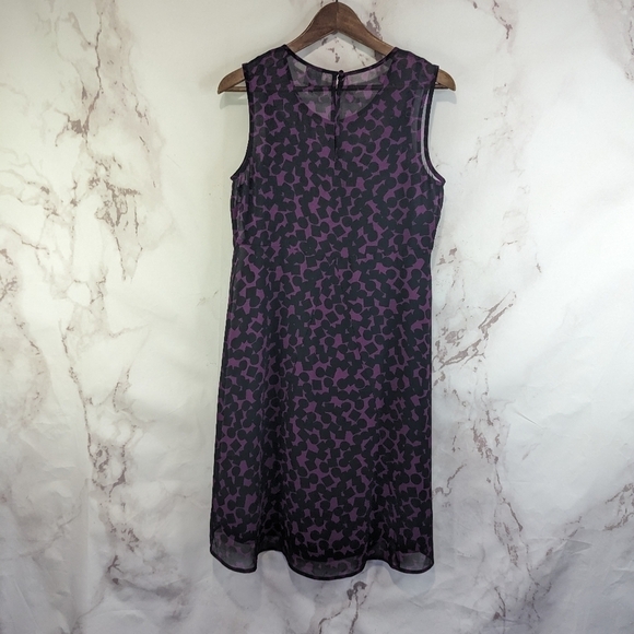 Cabi Dress Womens Small Purple Black Tank Blouson Chiffon Going Out Print 3876 - Picture 6 of 10